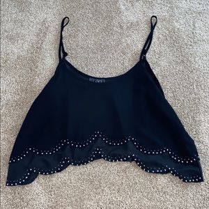 Boutique Beaded Trim Cropped Tank Top